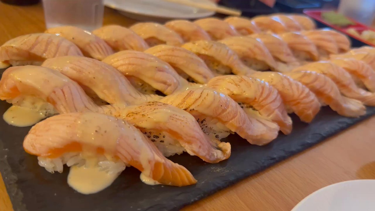 Tengoku - our personal fave...The Seared Salmon Nigiri - Japanese Near Me - Henderson, Nevada
