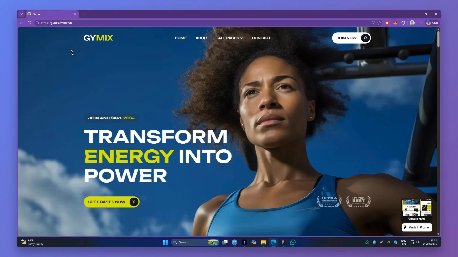 Gymix - Gym &amp; Fitness Framer Templatehttps://gymix.framer.ai/