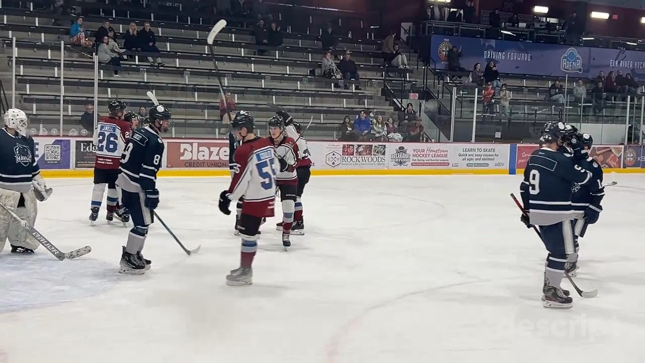 Feb 2026 #23 Gianni Annicchiarico good assist , Minnesota Squatch USPHL Premier, beige & maroon jersey