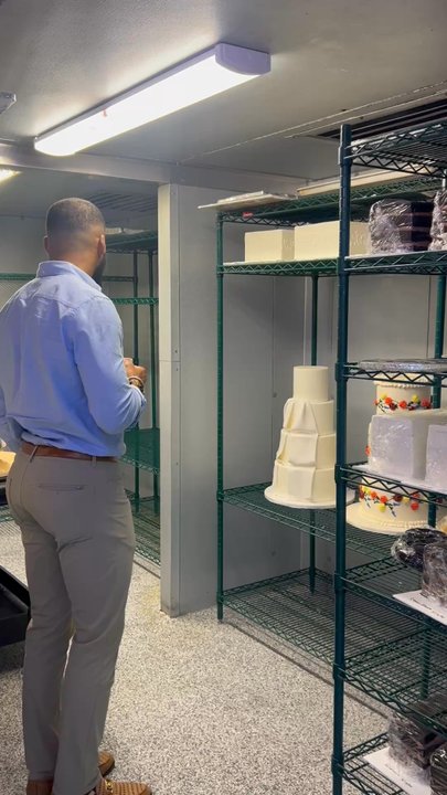 Cakes by Gina - Back freezer with upcoming cake orders - Bakeries Near Me - Houston, Texas