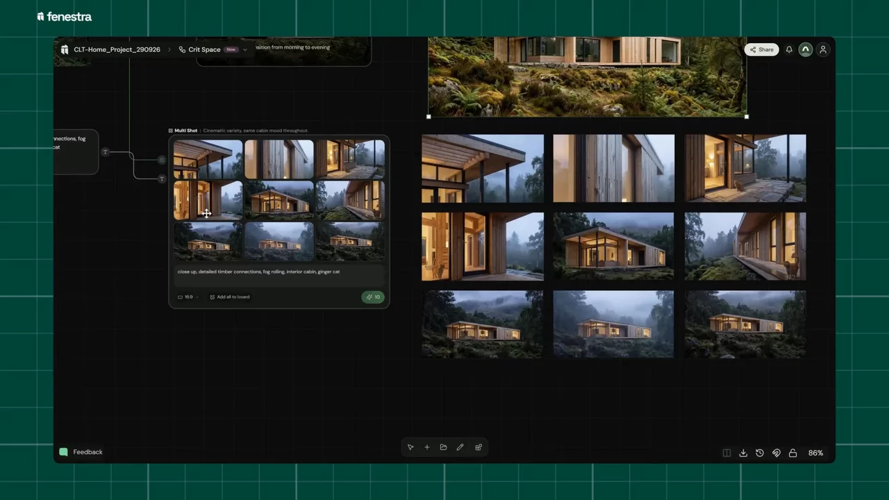 Moving around a project board, from a video node to a multi-shot set