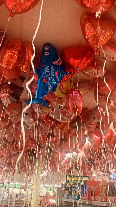 Dollar Tree - Valentine's Day balloons in overflow - Discount Store Near Me - Raleigh, North Carolina