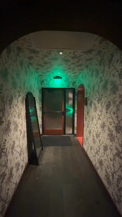 Revenge - Gorgeous interior design hallway to restroom - Cocktail Bars Near Me - Austin, Texas