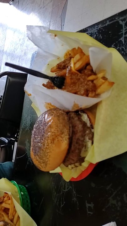 Flaming Burger - Mushroom swiss with chili fries - Burgers Near Me - Dallas, Texas