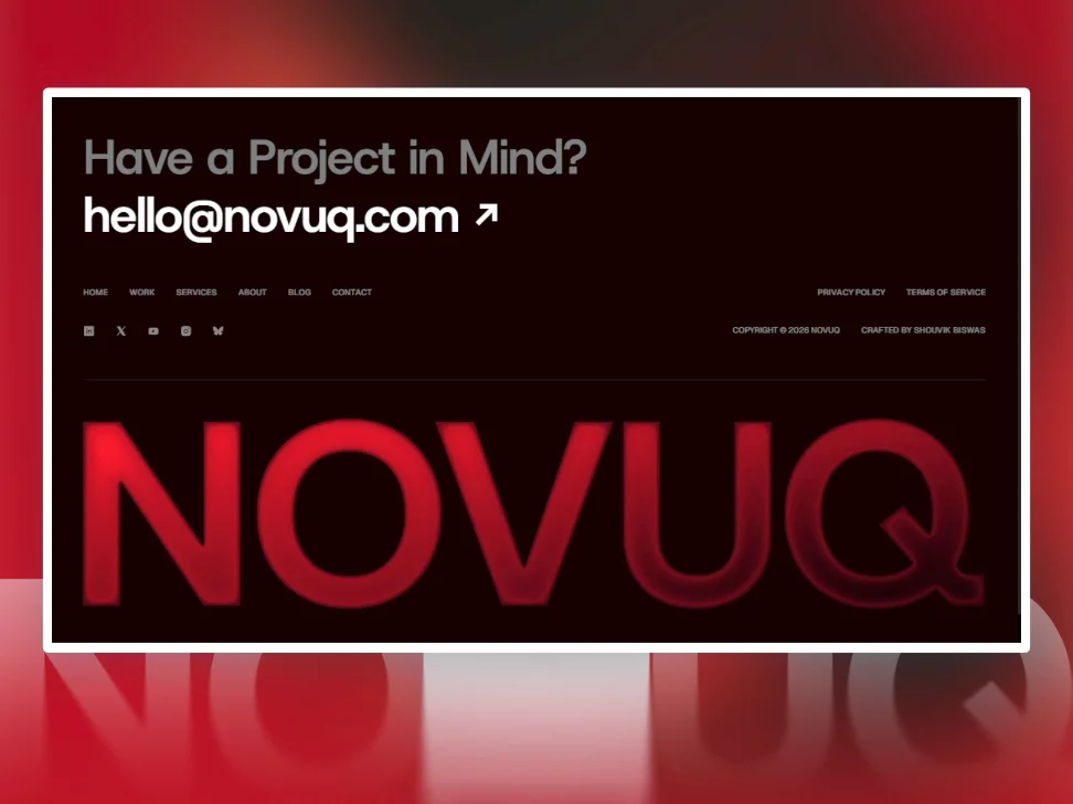 Footer section of my newly launched template- Novuq.Framer Shaders always hit different. Put it anywhere and it will make a boring layout look much more lively.Remix link- https://framer.link/fYJh0ZC
