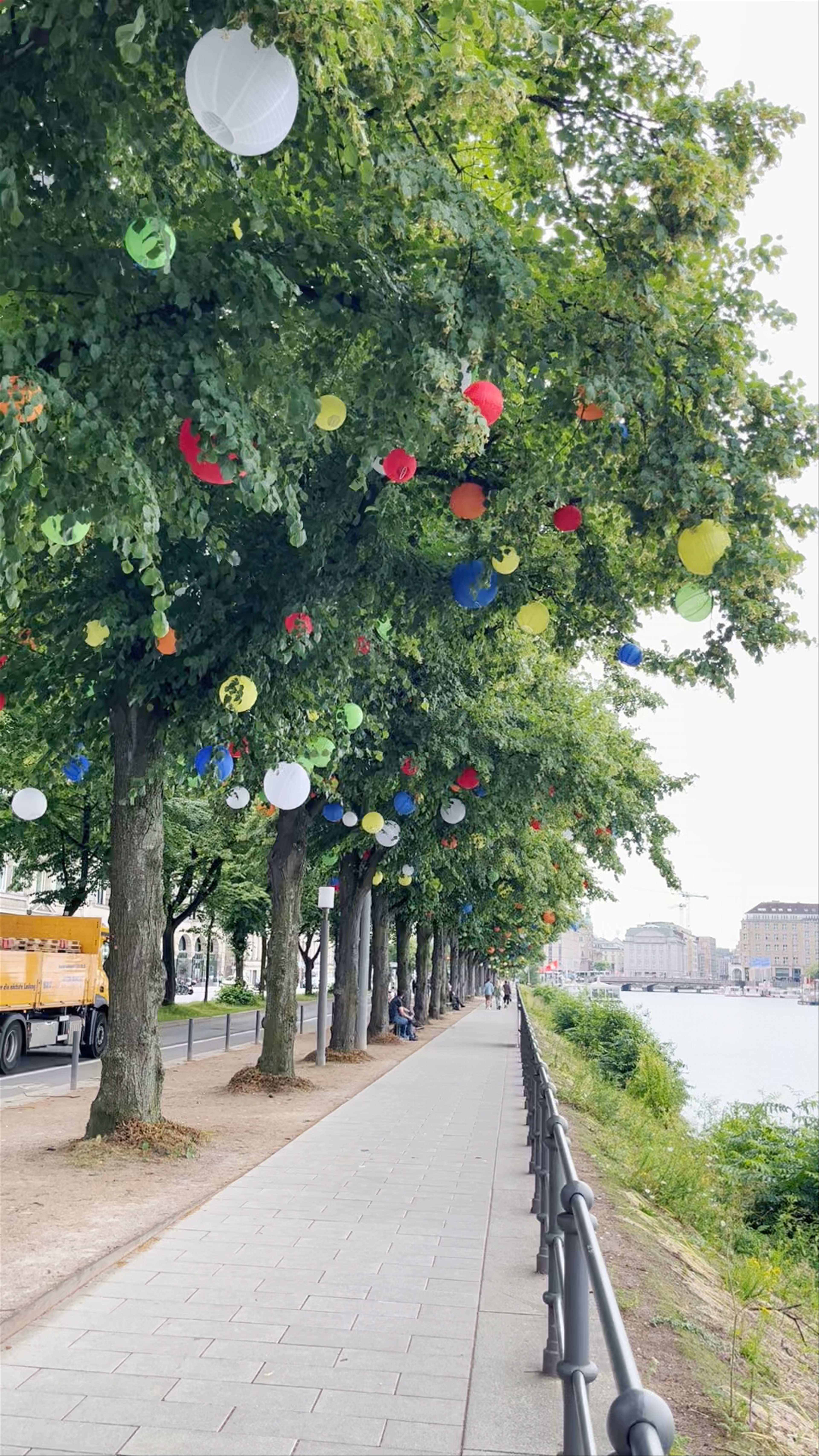 Scenic Walk Along Binnenalster in Hamburg