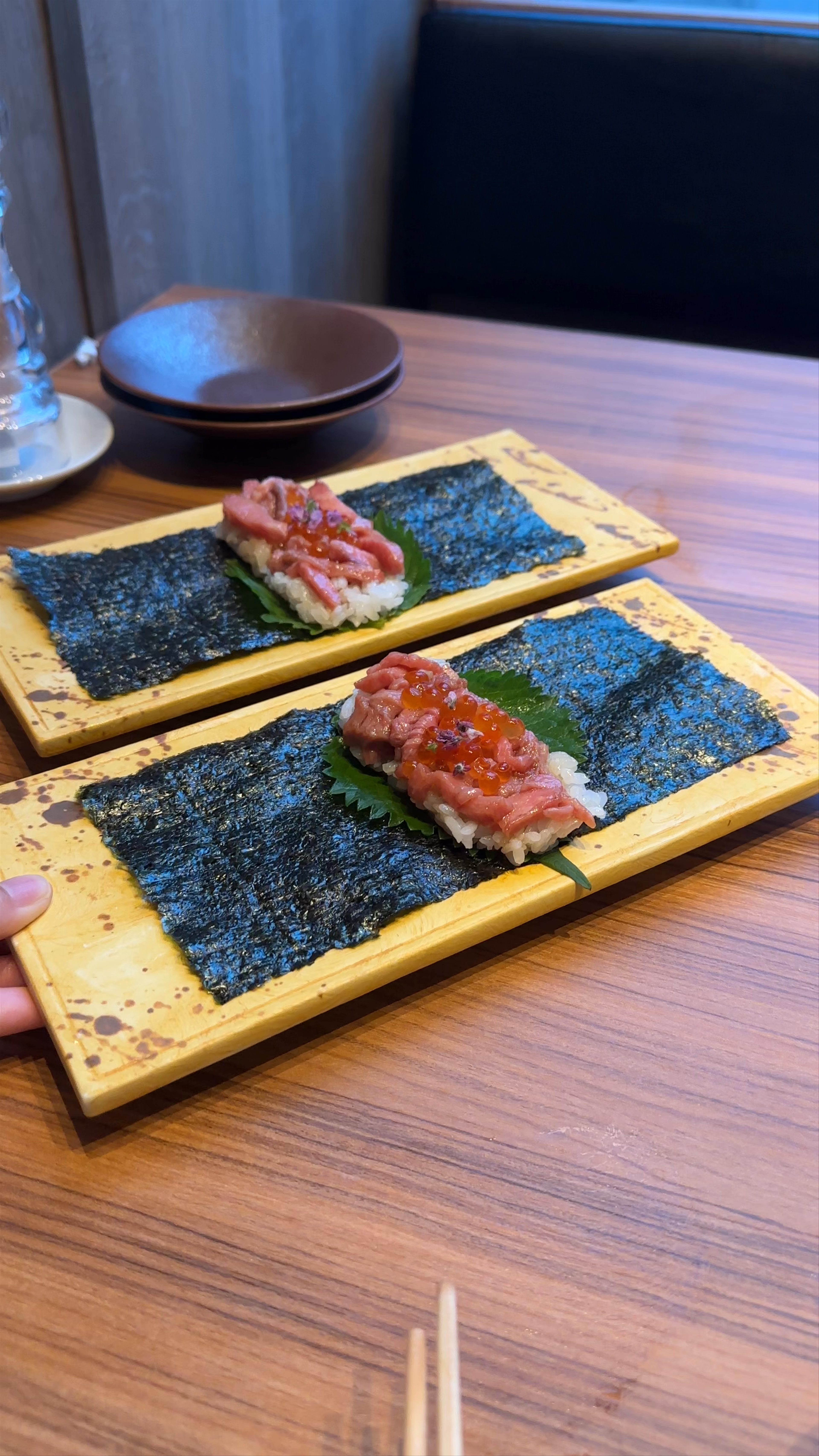 Savoring Wagyu Sushi at Hida Beef Specialty in Umeda, Osaka