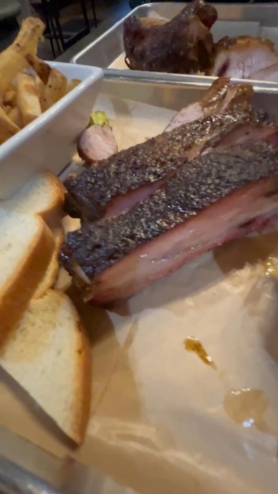 Bbq 56 - 2 Smoked Spare Ribs, a piece of smoked chicken, Sea Salt & Cracked Pepper Fries - Barbeque Near Me - Atlanta, Georgia