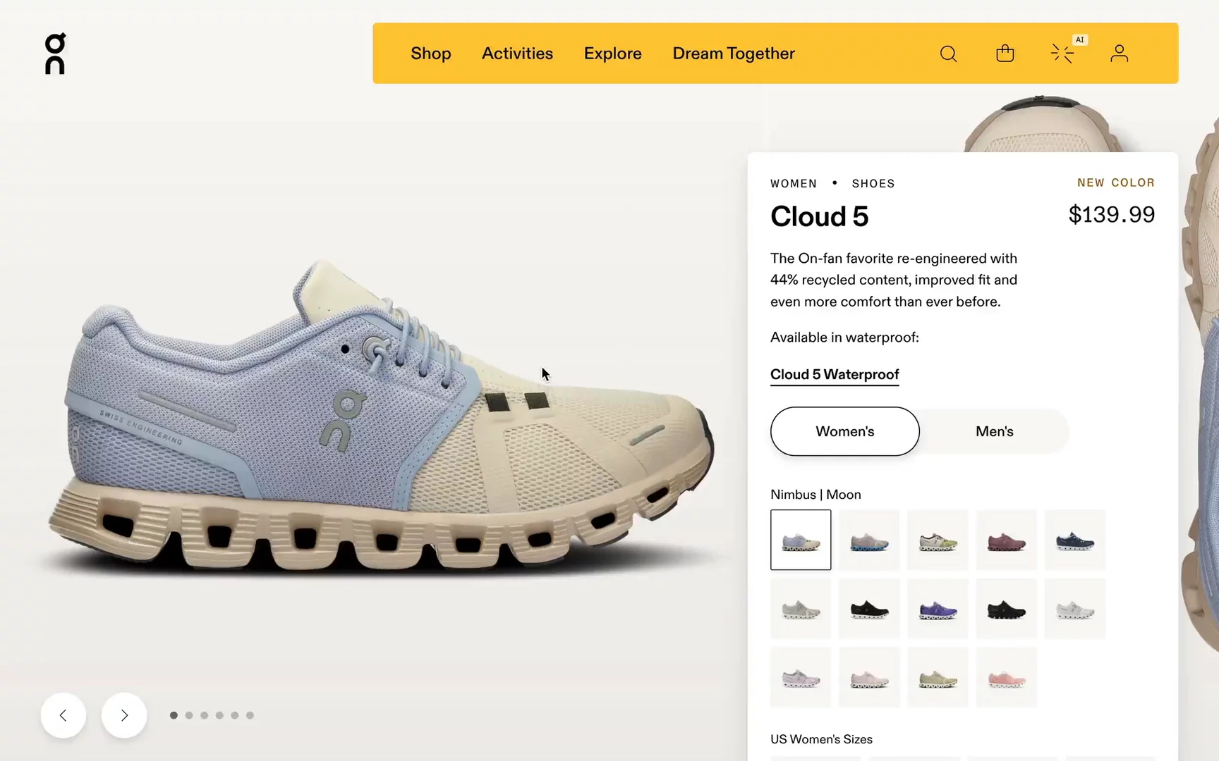 Screen recording of On — Product Detail Page