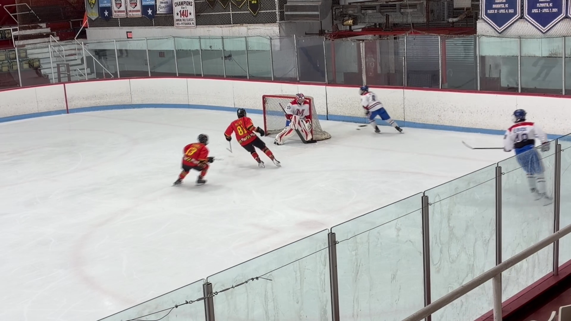 Henry Losh ready tracking well an intercepted pass ready in position to make the save