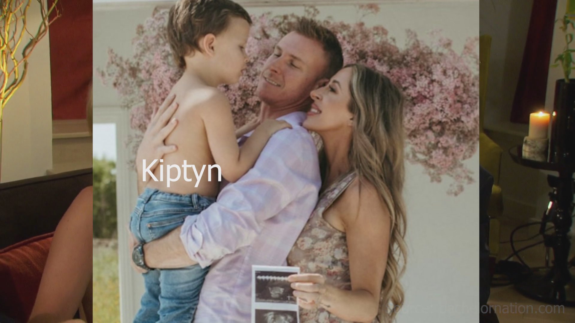 A man and woman share a pregnancy announcement while holding an ultrasound image, followed by a journalistic critique of a reality television premiere.