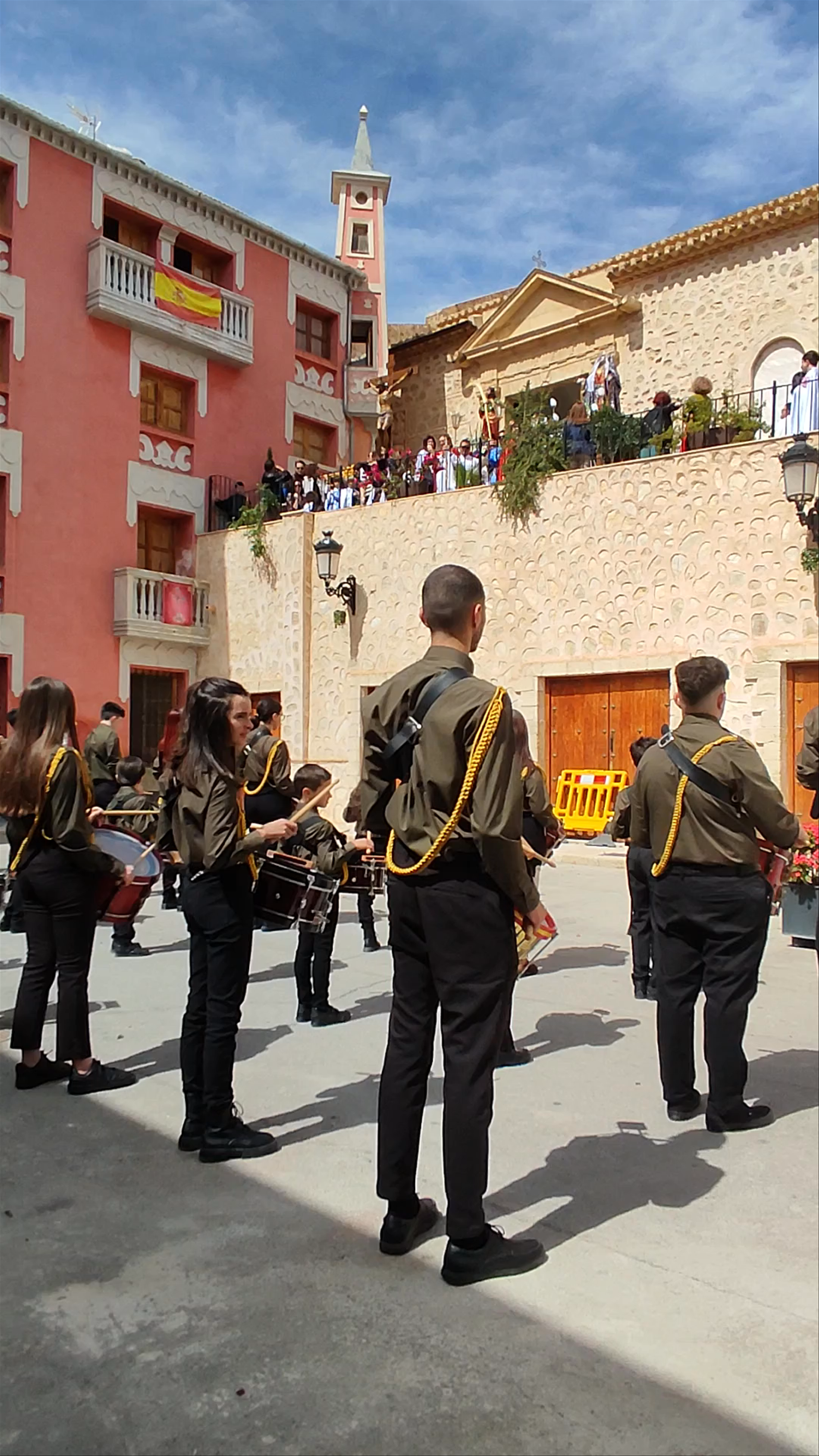 Traditional Drum Band Performance in Plaza Constitución, Ulea, Spain