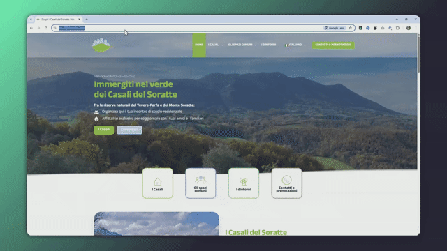 Video esperienza di navigazione sito casalidelsoratte.com