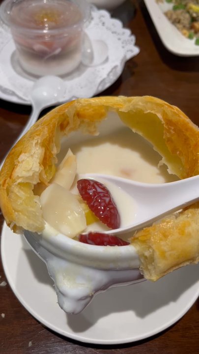 Vege Valley  - Krispy puff and almond tea - Vegetarian Near Me - San Gabriel, California