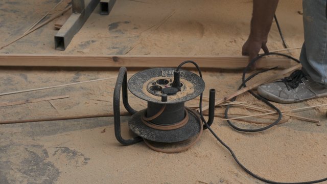 Extension cord on construction site