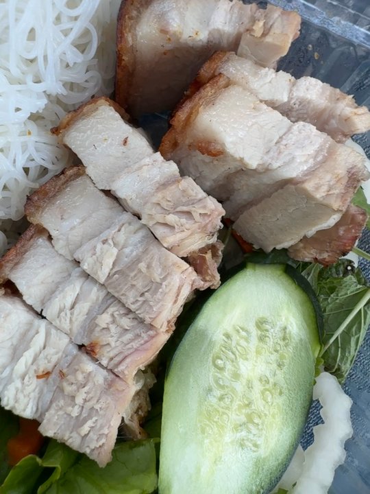 Lu Kitchen - Rice vermicelli with crispy pork belly (banh hoi heo quay) - Vietnamese Near Me - Garden Grove, California