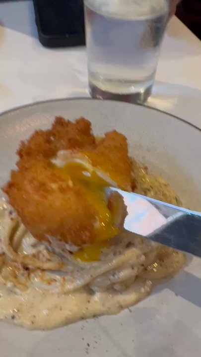 Herbsaint - The egg on top of the House Made Spaghetti - French Near Me - New Orleans, Louisiana