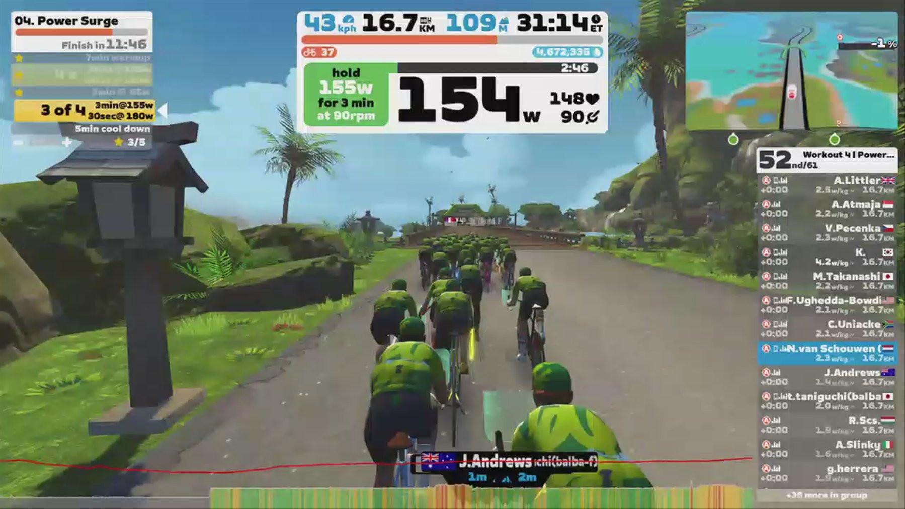 Zwift - Group Workout: Long - Power Surge  on Turf N Surf in Makuri Islands