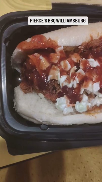 Pierce's Pitt Bar-B-Que - A super dark 6 oz barbecue sandwich and barbecue beef brisket sandwich - Barbeque Near Me - Williamsburg, Virginia