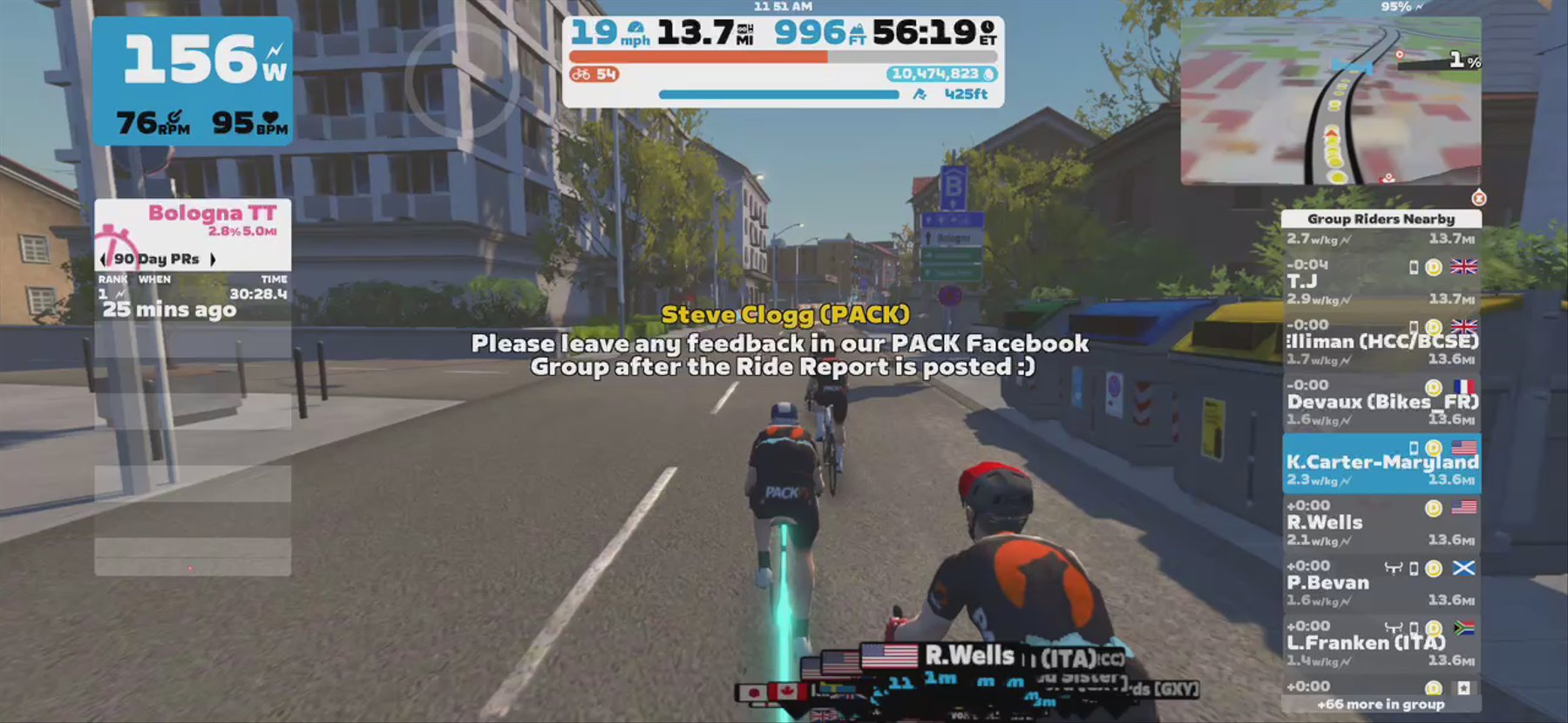 Zwift - Group Ride: PACK SUB2 Saturday + KOM After Party (D) on Bologna Time Trial in Bologna TT
