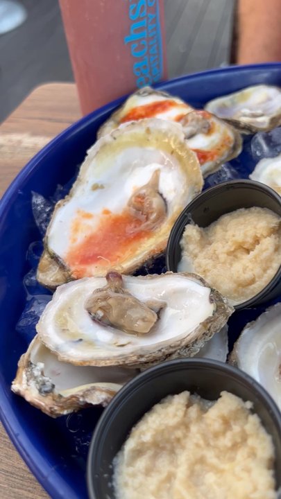 Crabby's Beachside - Living Crab crawls out of oysters. - Seafood Near Me - St Augustine, Florida