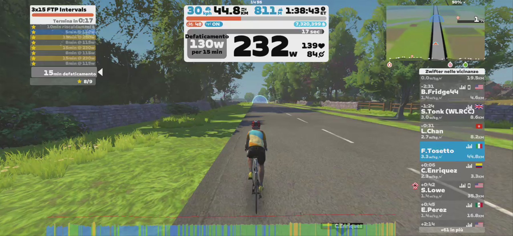 Zwift - 3x15 FTP Intervals on Downtown Dolphin in Yorkshire
