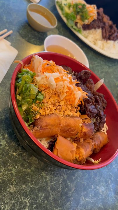 Tan My - Charbroiled pork vermicelli with eggrolls & pork rice bowl - Vietnamese Near Me - Austin, Texas