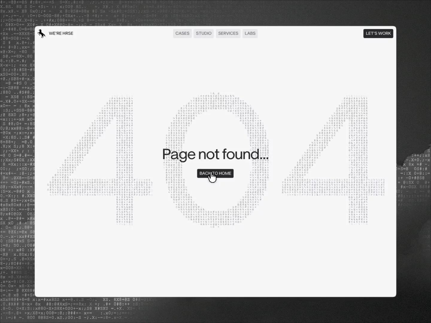 Even the 404 page in STUDIO HRSE got the full treatment. Move your cursor, watch it react. Free template, live on @framerLink in the comments