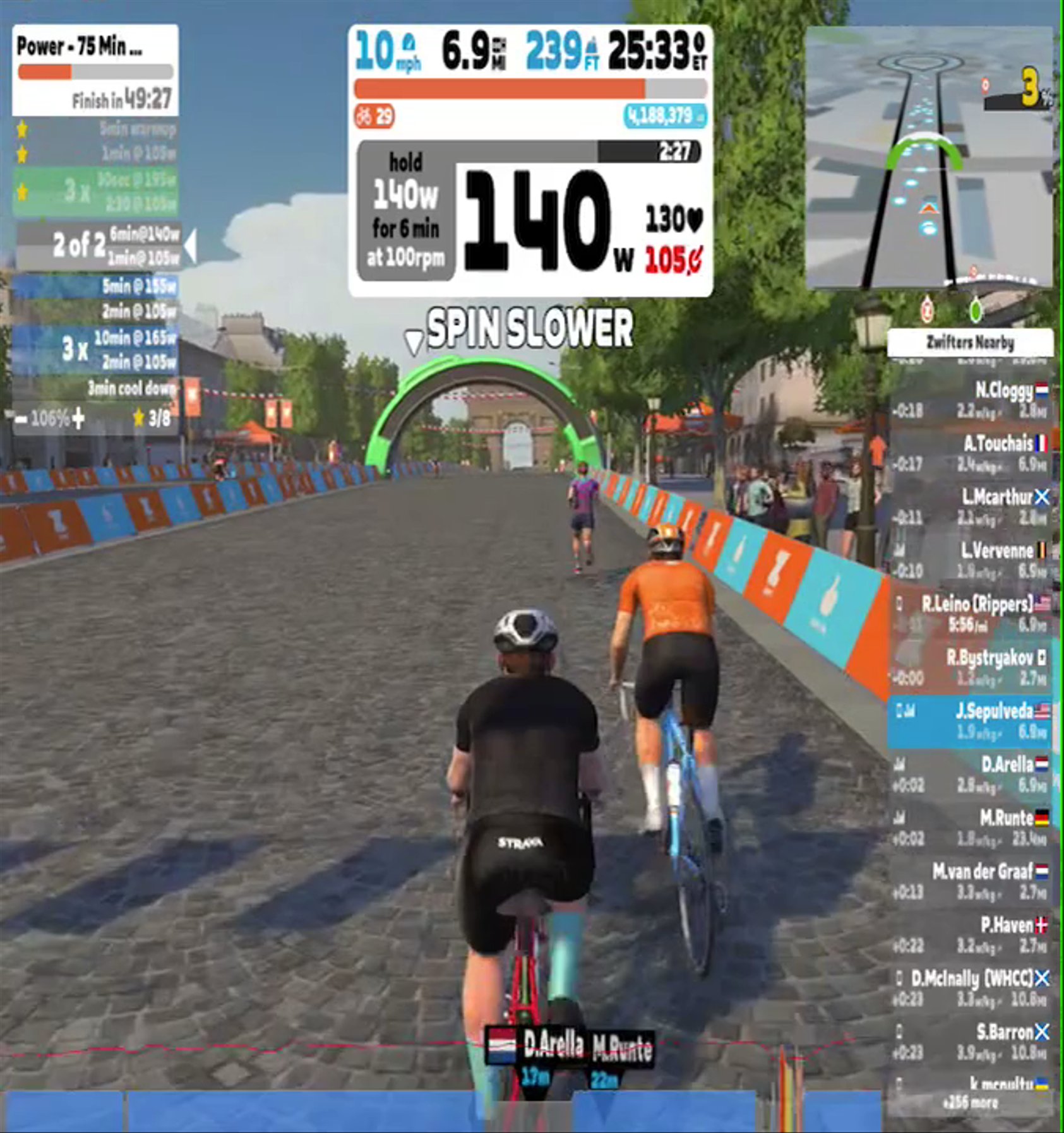 Zwift - Power - 75 Min Endurance Spin Out V2 in Paris