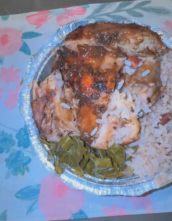 Jamaican Paradise - Jerk chicken, rice & peas and collard Collard Greens - Caribbean Near Me - Copiague, New York