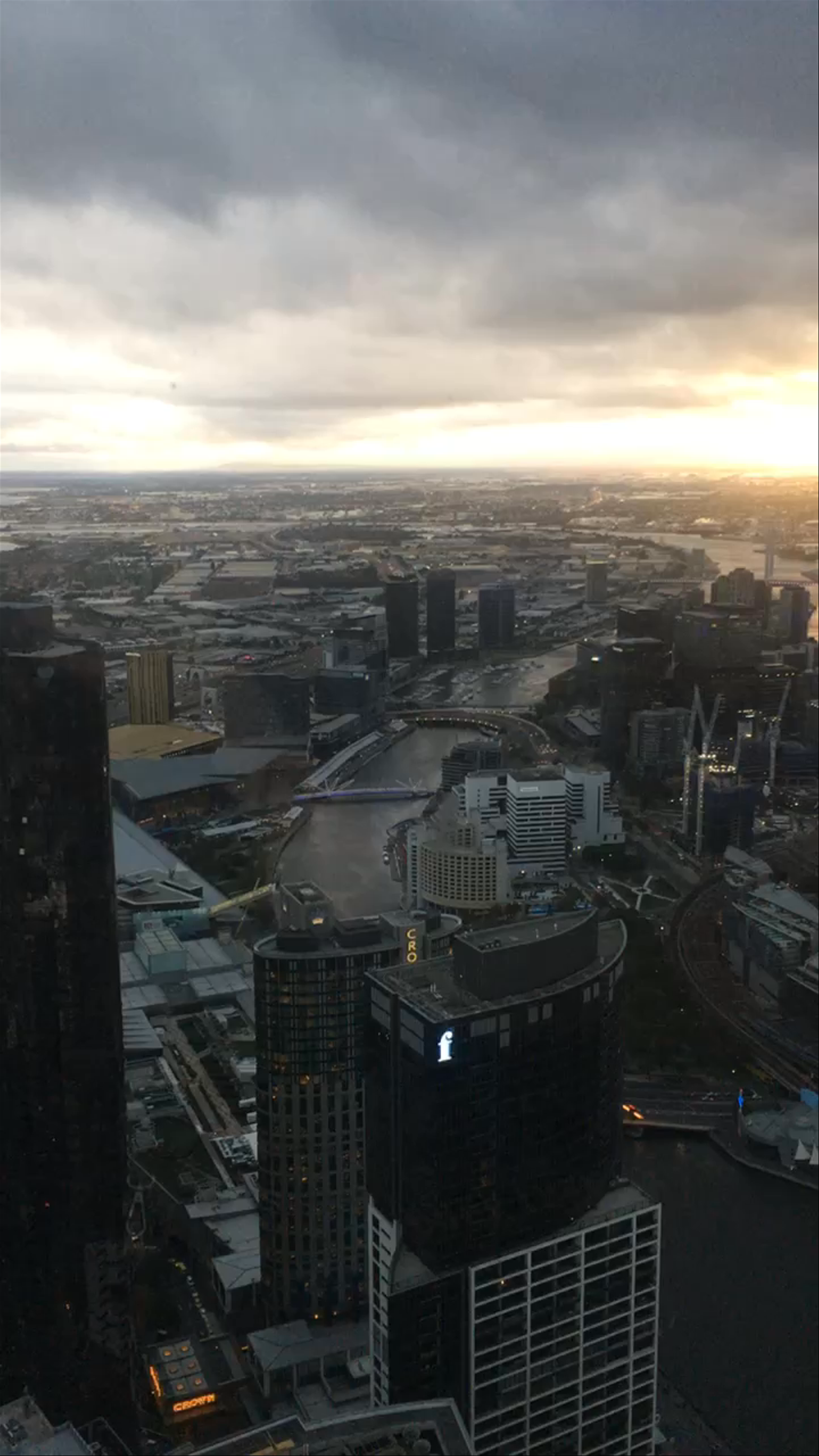 Sunset Skyline Views from Eureka Skydeck, Southbank Melbourne