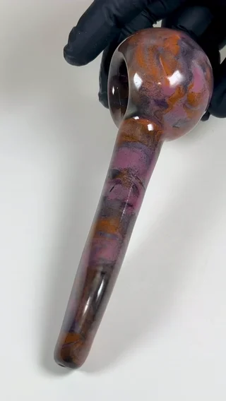 Preview pic of Spoon Pipe - 6.25 Inches - Ceramic - Purple, Orange , Pink and Black