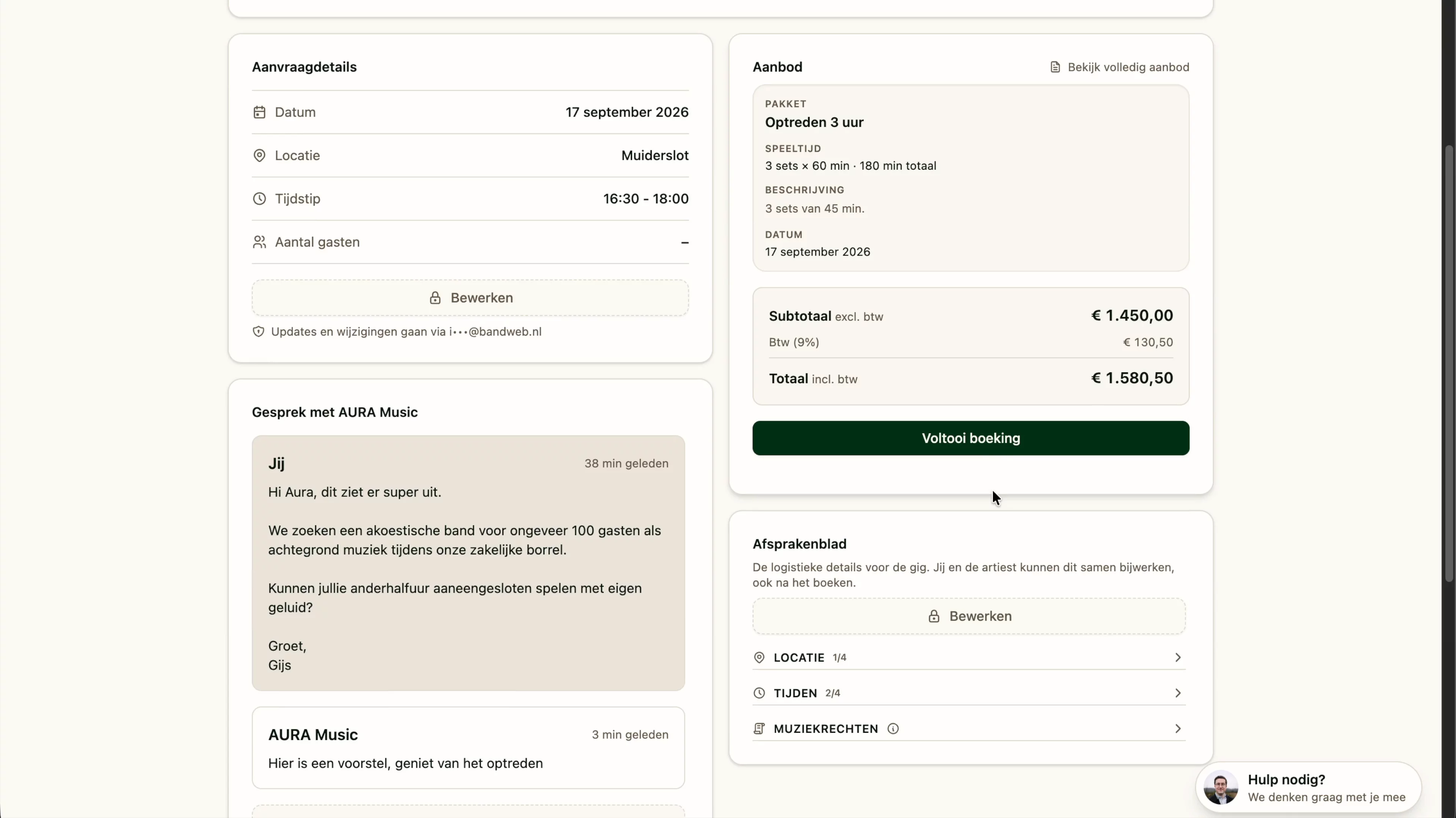 Demo van het BandWeb-platform
