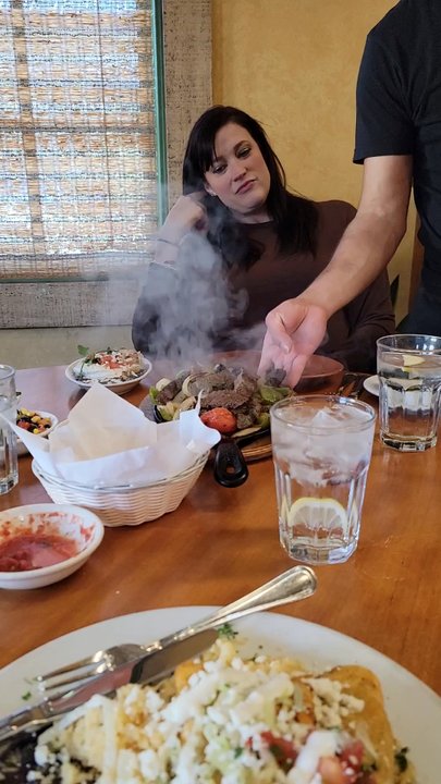 Dos Carlitos - Had to video the sizzling fajitas my wife got. Mmmmmm... - Mexican Near Me - Santa Ynez, California