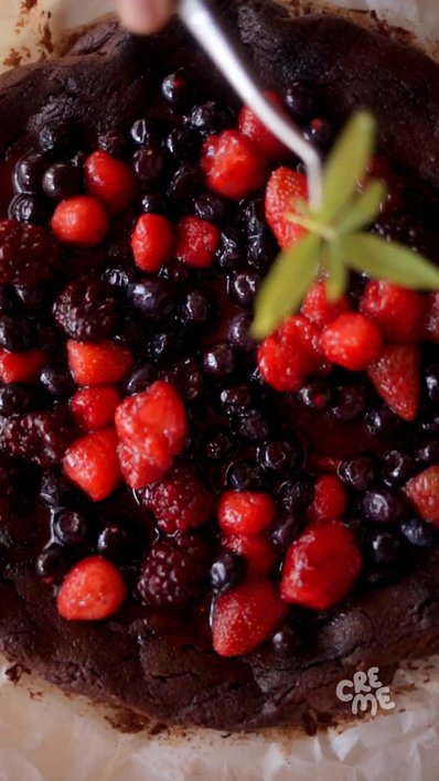 Moist Chocolate Cake with Berries Topping