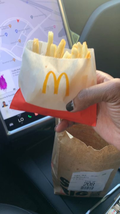 McDonald's - Happy and no longer hungry. Small fry & Mc Double - Fast Food Near Me - Cary, North Carolina