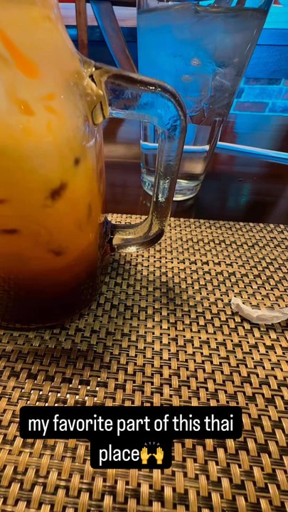 Aroy Thai Kitchen - Thai tea and the beautiful glass when stirred! i love it here! - Thai Near Me - Las Vegas, Nevada