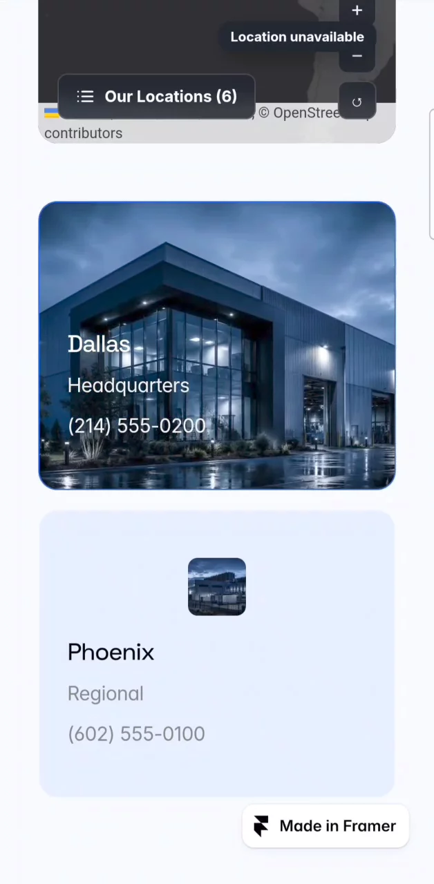 🗺️📍Interactive Locations Map -CMS ready- coming with a free location card companion!No API keys. No map fees.