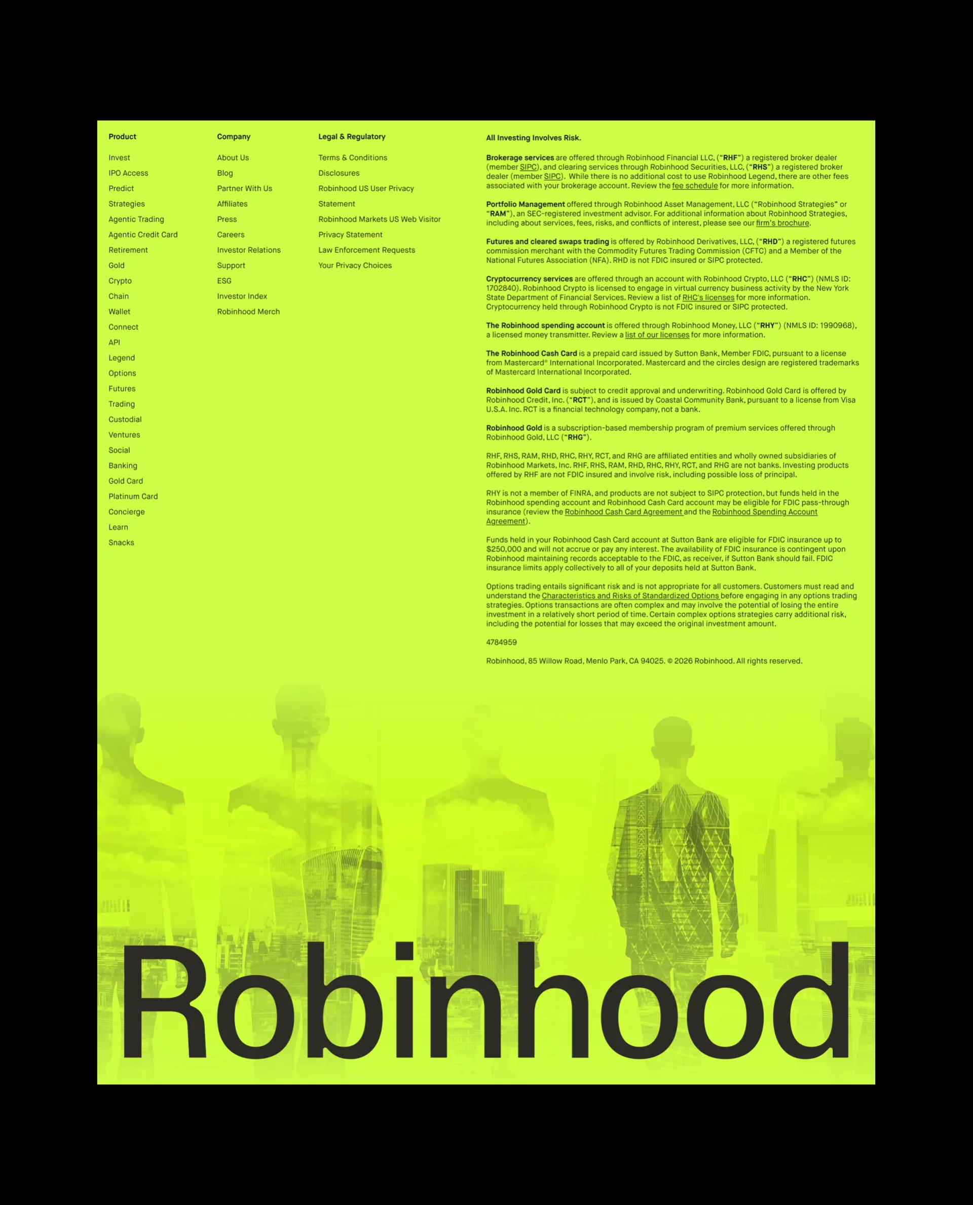 Robinhood Footer Experiment
