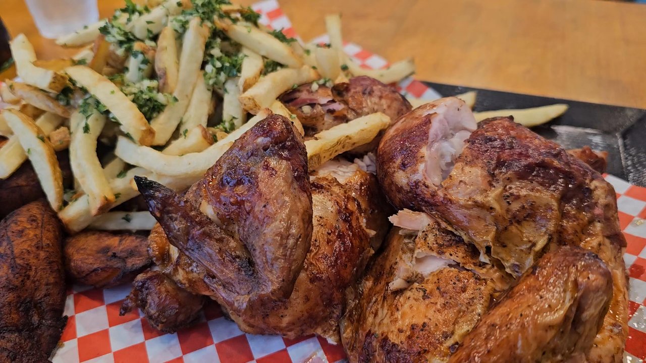 Loli Farms - Half chicken with platanos fritas and garlic fries - Peruvian Near Me - Pasadena, California