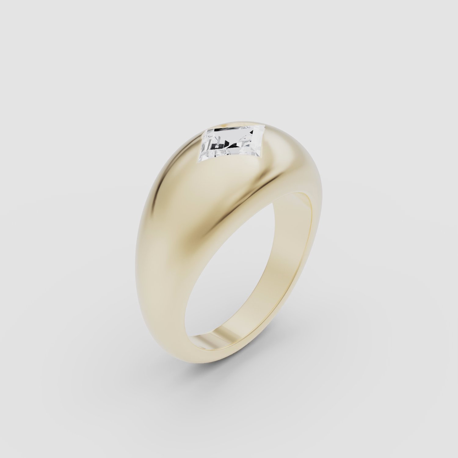 Dome Band | Lozenge | 14k | Yellow Gold