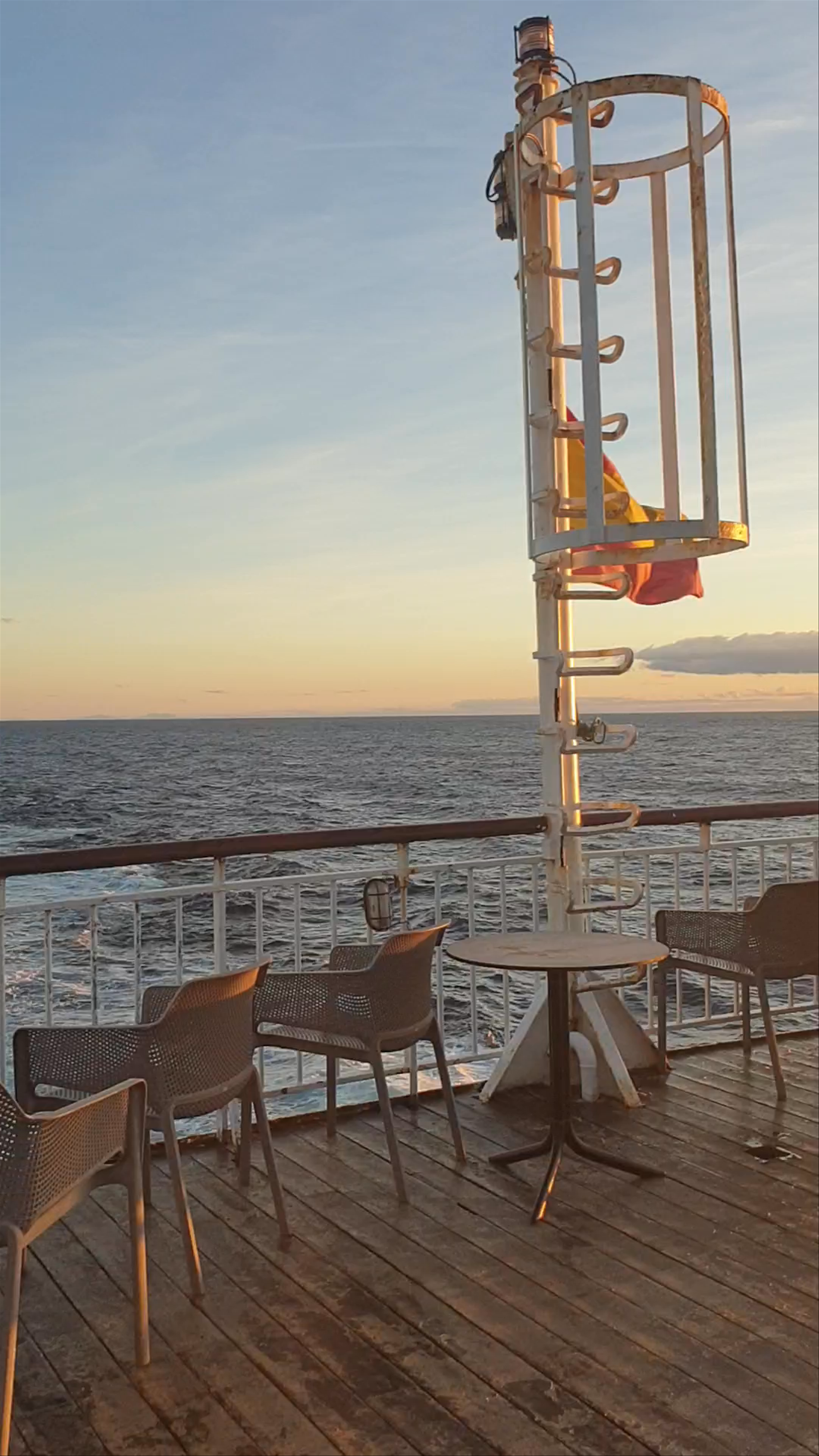Tranquil Sunset Views from Trasmediterranea Ferry Deck in Palma, Spain