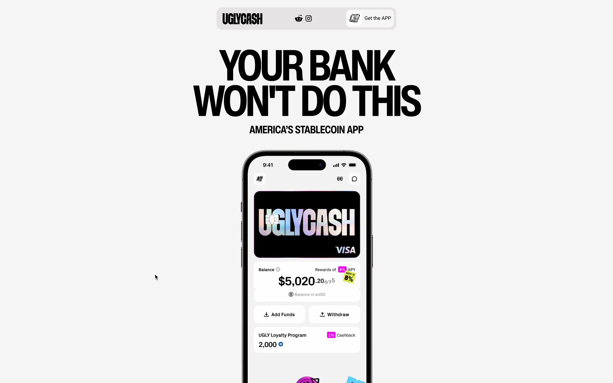 Thumbnail for ugly.cash/, a Framer Experts site by Carlo Santi.