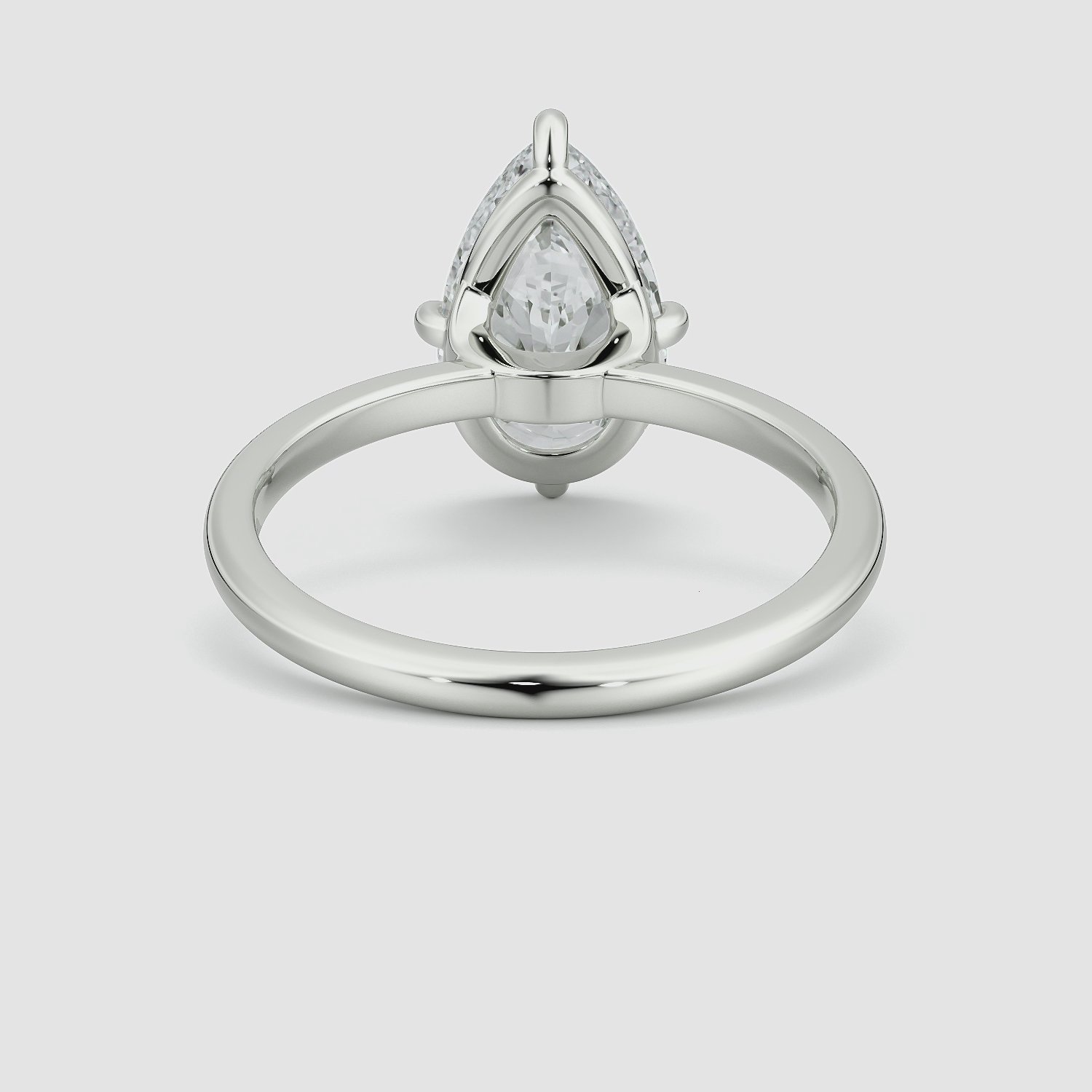 Anillo de compromiso Compass | Pera | 18k | Oro blanco | bandAccent: Simple | diamondOrientation: vertical | caratWeight: other