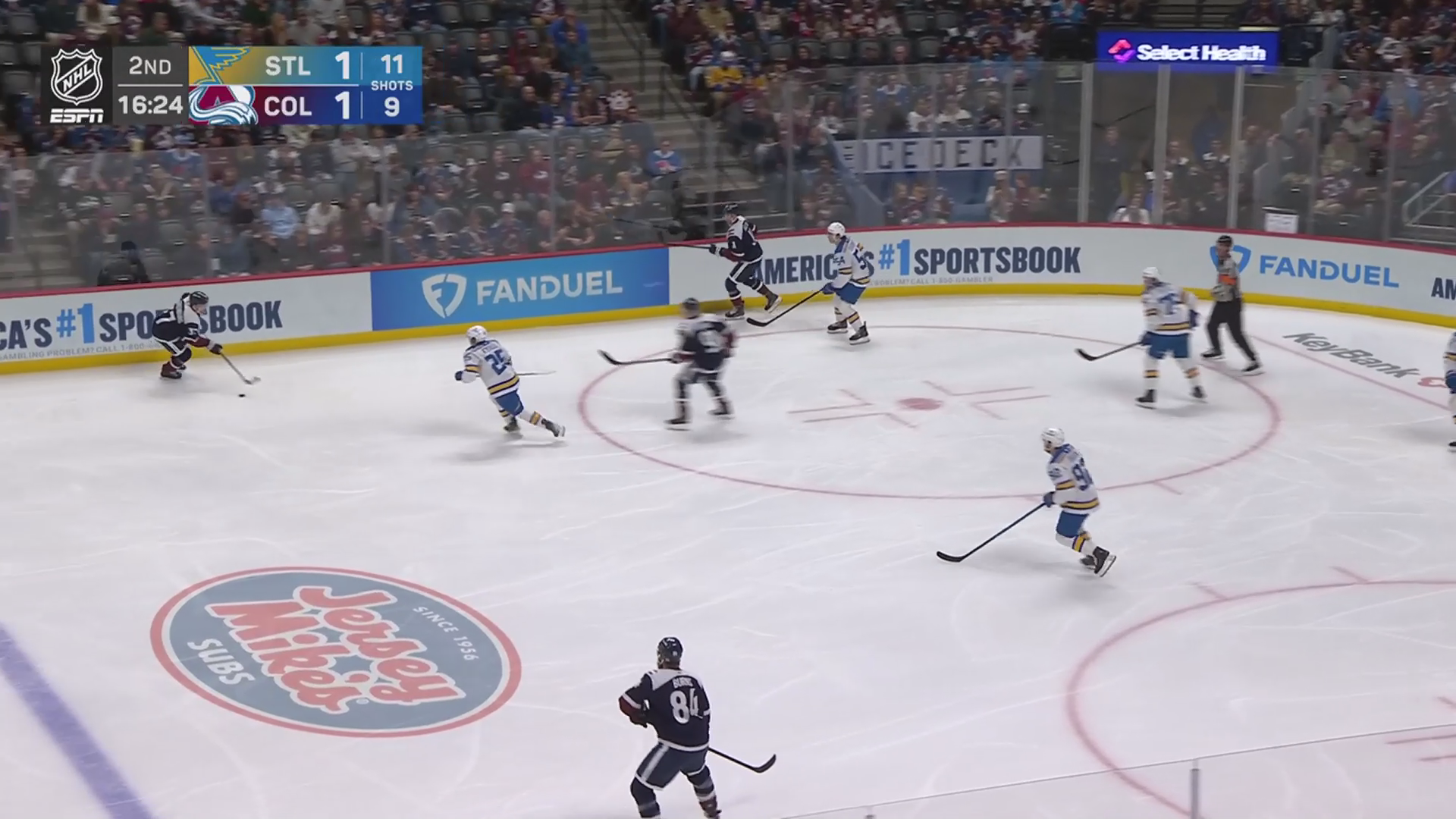 Thomas Hat Trick Lifts Blues Past Avalanche in Wild Card Dash · Apr. 5, 2026