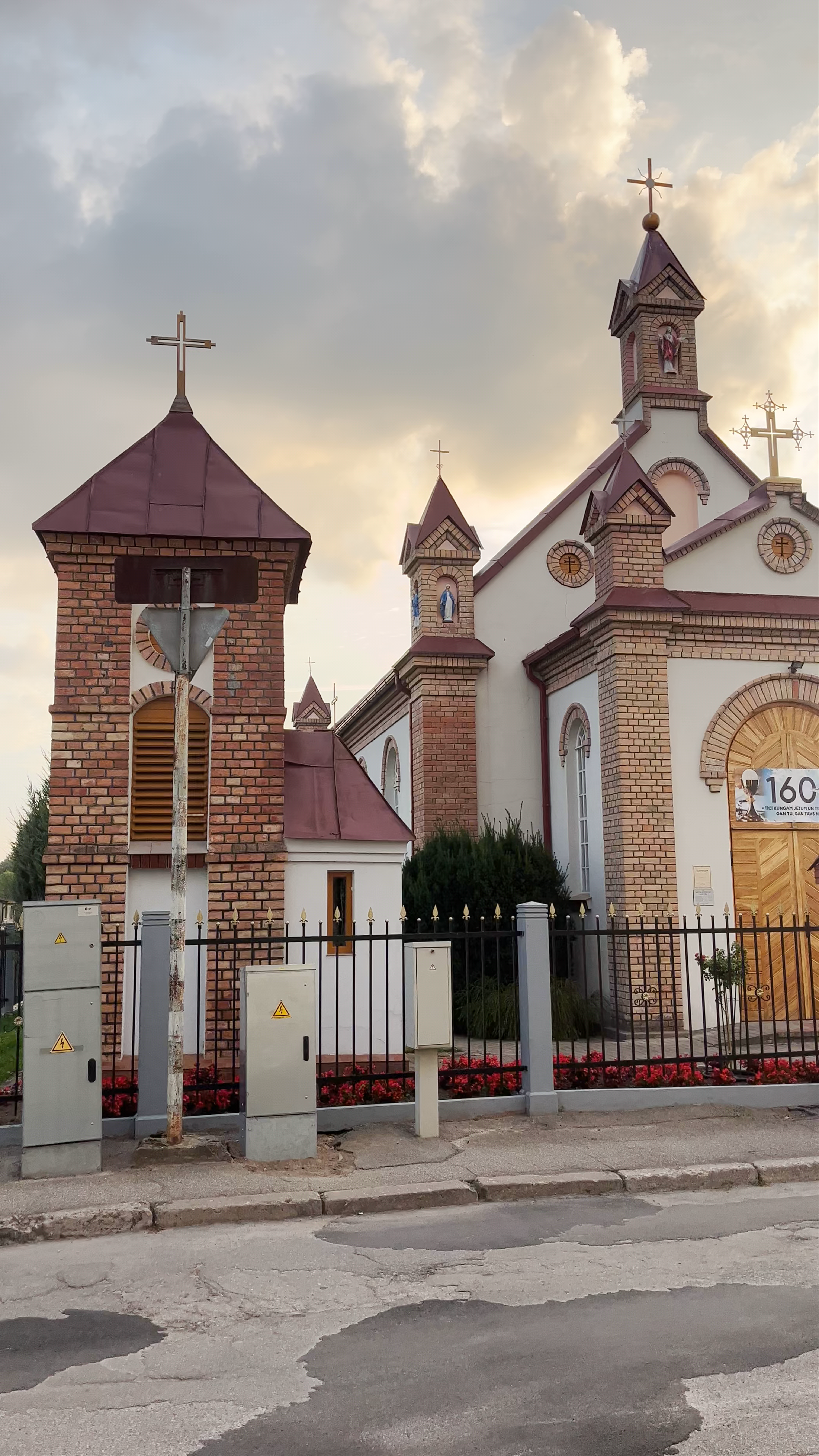 Bauskas Vissvētākā Sakramenta Roman Catholic Church at Dusk