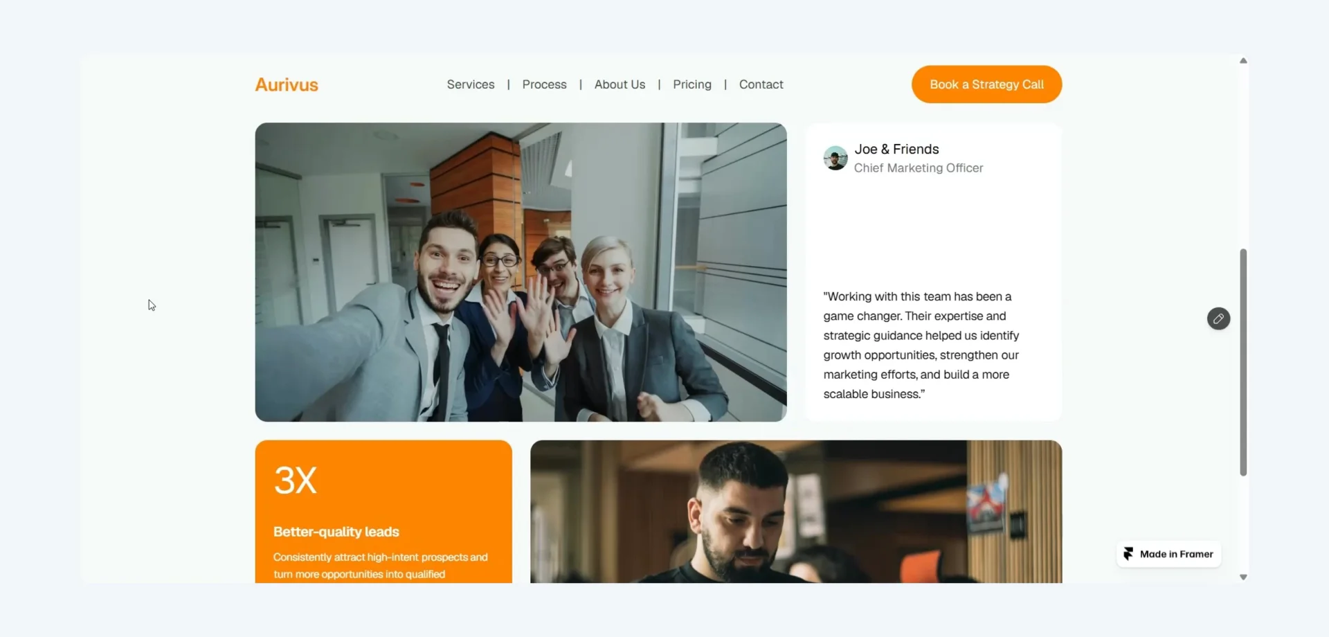 Clean, modern, and built for conversions.  A hero section that communicates trust, expertise, and growth at a glance.  Good design isn't just about looks. It's about results.  Need a website that turns visitors into customers? Let's build it. DM me to get started.#Webdesign #Framer #WebDevelopment #landingpagedesign