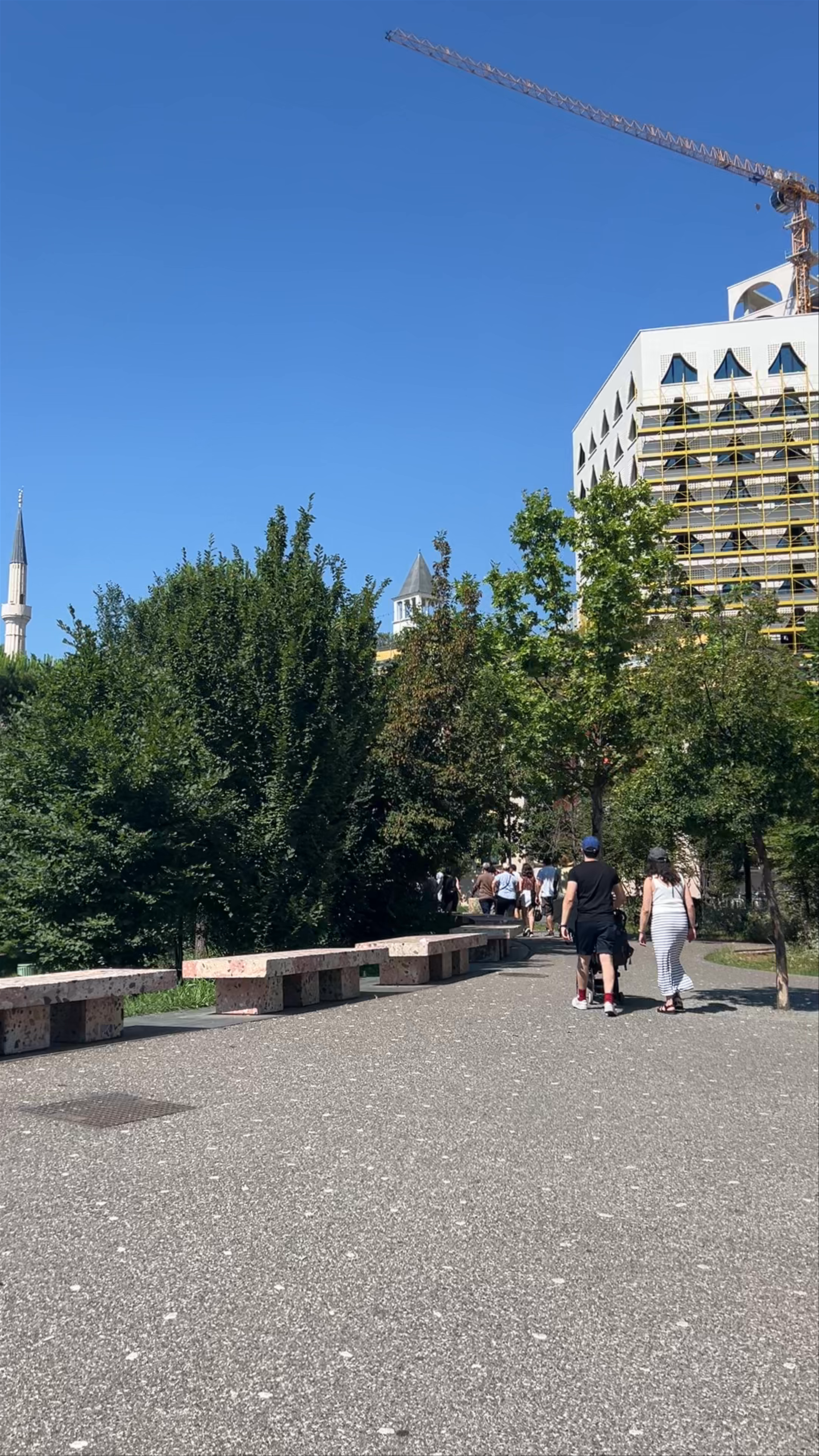 Strolling Through Parku Europa in Tirana on a Bright Summer Day