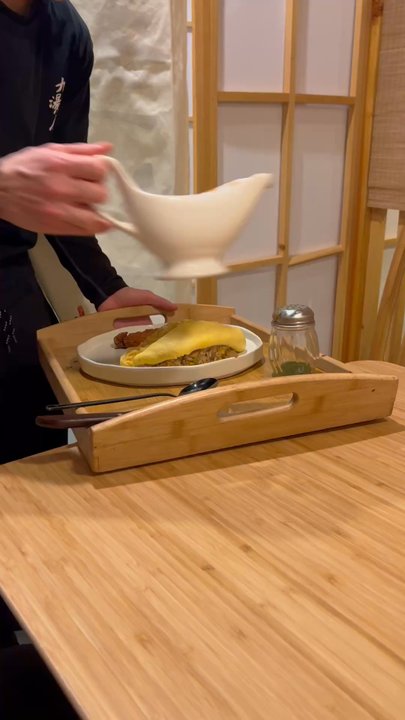 Kyuramen - Cherry Hill - cutting the egg and pouring the demi glaze! - Ramen Near Me - Cherry Hill, New Jersey