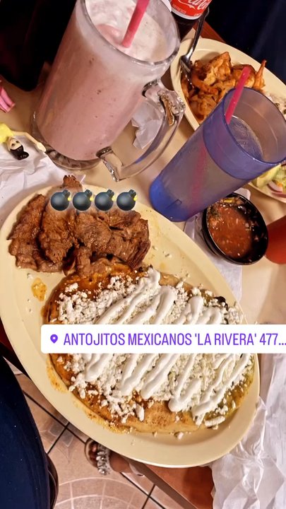Antojitos Mexicanos La Ribera - Delicioso huarache and beefsteak strawberry shake and garlic shrimp - Mexican Near Me - Riverside, California